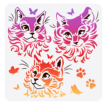 PET Hollow Out Drawing Painting Stencils, for DIY Scrapbook, Photo Album, Cat Pattern, 30x30cm