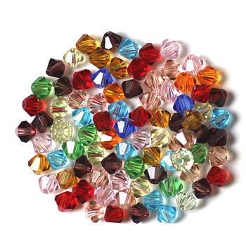 Imitation Austrian Crystal Beads, Grade AAA, Faceted, Bicone, Mixed Color, 4x4mm, Hole: 0.7~0.9mm
