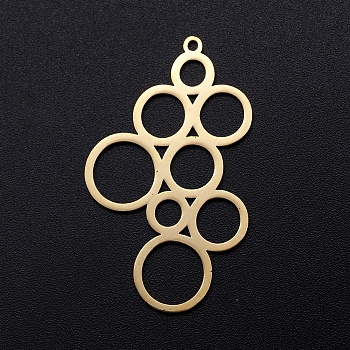 201 Stainless Steel Pendants, Filigree Joiners Findings, Laser Cut, Bubble, Golden, 40x24x1mm, Hole: 1.4mm