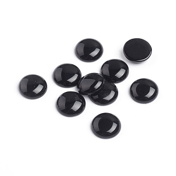 Natural Black Agate Cabochons, Dyed & Heated, Half Round, 12x4~4.5mm
