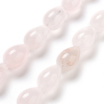 Natural Rose Quartz Beads Strands, Teardrop, 12x8mm, Hole: 1.2mm, about 33~34pcs/strand, 15.16~16.54''(38.5~42cm)