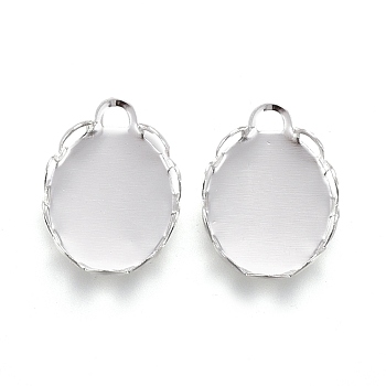 304 Stainless Steel Cabochon Settings, Lace Edge Bezel Cups, Oval, Silver, Tray: 10x8mm, 11.5x8.5x2mm