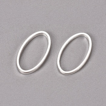 Brass Linking Rings, Oval, Silver Color Plated, about 8mm wide, 16mm long, 1mm thick