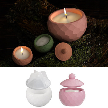 Faceted Round DIY Candle Cup Silicone Molds, Storage Box Molds, Resin Plaster Cement Casting Molds, Clear, 4.2x2.5cm, Inner Diameter: 2.5cm