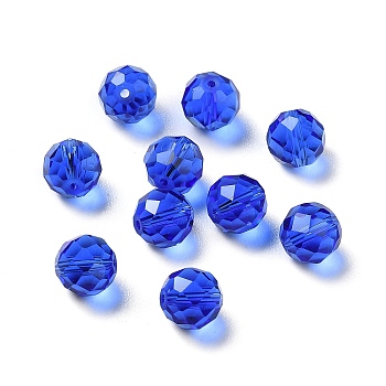 Glass Imitation Austrian Crystal Beads, Faceted, Round, Medium Blue, 8mm, Hole: 1mm