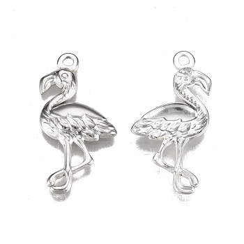 201 Stainless Steel Pendants, Ostrich, Stainless Steel Color, 30x15x2.5mm, Hole: 1.8mm