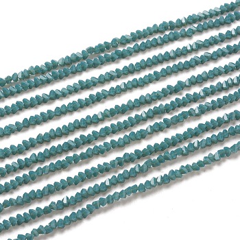 Glass Beads Strands, Imitation Jade Glass, Faceted, Polygon, Cadet Blue, 2.5x2.5x2.5mm, Hole: 0.7mm, about 150pcs/strand, 13.39''(34cm)