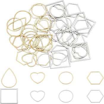 48Pcs 8 Style 304 Stainless Steel Linking Rings, Mixed Shapes, for Jewelry Making, Keychain DIY Craft, Mixed Color, 6pcs/style