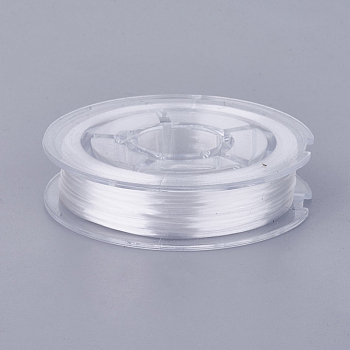 Flat Elastic Crystal String, Elastic Beading Thread, for Stretch Bracelet Making, White, 0.4mm, about 16.4 yards(15m)/roll