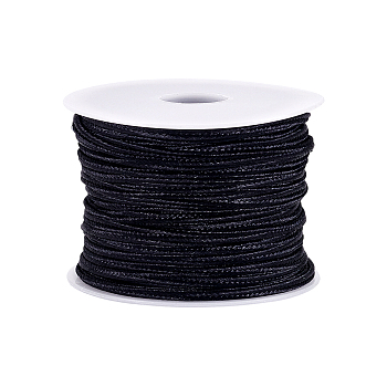 30M Polyester Braided Cord, for Clothes Accessories and Curtains Accessories, with Plastic Empty Spools, Black, 3x1mm