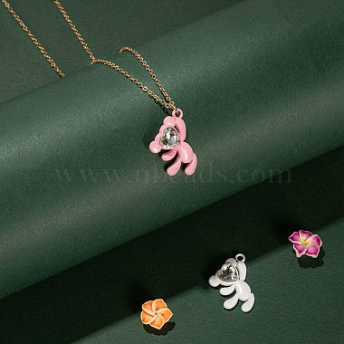 36Pcs 9 Style Pink Series Spray Painted Alloy & Alloy Rhinestone Pendants(FIND-LS0001-56)-6