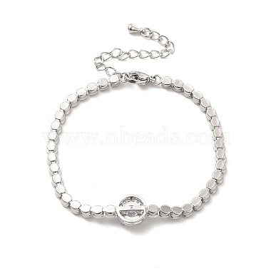 Clear Cubic Zirconia Flat Round Link Bracelet with Tennis Chains(BJEW-C030-01P)-3