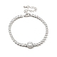 Clear Cubic Zirconia Flat Round Link Bracelet with Tennis Chains(BJEW-C030-01P)-1