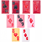 9Pcs 9 Colors Baking Paint Glass Enamel Beads, Hand Painted Beads, Playing Card, Mixed Color, 24.5~25x14.5~15x7.5~8.5mm, Hole: 1.6~1.8mm, 1pc/color(LAMP-SC0001-90)