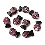 Handmade Lampwork Beads, Fish, Rosy Brown, 19~19.5x12x8.5mm, Hole: 1.2~1.8mm(LAMP-TAC0007-01B)