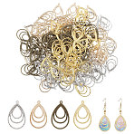 120Pcs 4 Colors Tibetan Style Alloy Pendants, Teardrop, Mixed Color, 35x22x1.5mm, Hole: 1.5mm, 30pcs/color(FIND-CA0010-59)