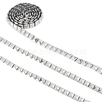 5 Yards Stainless Steel Square Rivet Studed Cord, for Cloth Accessories, Platinum, 8x4mm(STAS-WR0001-02P)