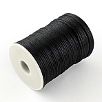 Polyester Cords, Satin Rattail Cord, Black, 2mm, about 98.42 yards(90m)/roll(NWIR-R019-120)