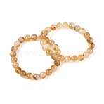 Natural Citrine Round Beaded Stretch Bracelets for Men Women, Inner Diameter: 2-1/8 inch(5.5cm)(G-N349-10A)