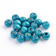 Natural Wood Beads, Rondelle, Lead Free, Dyed, Deep Sky Blue, 8mm, Hole: 3mm, about 5600pcs/1000g(YTB022-11)