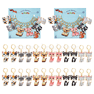 12Pcs 6 Style Cat Alloy Enamel Pendant Locking Stitch Markers, 304 Stainless Steel Stitch Markers, Mixed Color, 4.5cm, 2pcs/style(HJEW-AB00140)