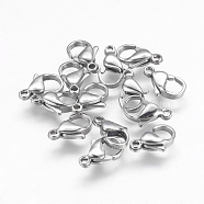 304 Stainless Steel Lobster Claw Clasps, Stainless Steel Color, 12x7x3.5mm, Hole: 1mm(STAS-F125-12x7mm-P)