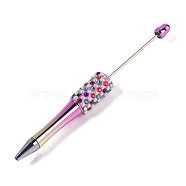 Beadable Pen, Plastic Ball-Point Pen, with Iron Rod & Rhinestone & ABS Imitation Pearl, for DIY Personalized Pen with Jewelry Beads, Medium Orchid, 145~150x14.5mm(MAK-A018-07A)