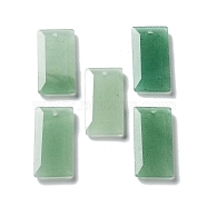 Natural Green Aventurine Pendants, Faceted Rectangle Charms, 25x13x4~4.5mm, Hole: 1mm(G-G063-01F)