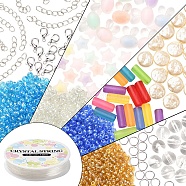 DIY Jewelry Set Making Kits, Including Round & Column & Star & Rabbit Head Acrylic Beads, ABS Plastic Beads, Glass Seed Beads, Alloy Clasps, Iron Jump Rings & End Chains, Mixed Color, Beads: 1090pcs/set(DIY-YW0003-74)