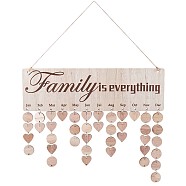 Wooden Family Birthday Reminder Calendar Hanging Board for Important Dates, Gifts for Mother/Grandma/Dad/Fathers Day, Warm White, 396x120x5mm(JX068A)