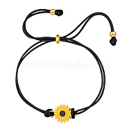 Daisy Flower Alloy Enamel Link Slider Bracelets, Adjustable Bracelet, Yellow, Daisy Link: 31mm(IP6266-1)