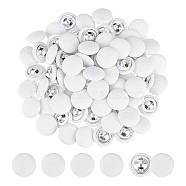 100Pcs Cloth Shank Buttons, with Zinc Alloy Finding, Flat Round, for Overcoat Garment Accessories, White, 14x7mm, Hole: 2x2mm(BUTT-NB0001-72B)