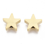 304 Stainless Steel Beads, Star, Golden, 9x10x3mm, Hole: 2mm(STAS-S079-184B-G)