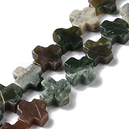 Natural Indian Agate Beads Strands, Cross, 13~13.5x12.5~13.5x4~5mm, Hole: 1mm, about 18pcs/strand, 9.21''(23.4cm)(G-M418-B06-01)
