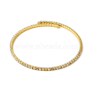 Rack Plating Brass Pave Clear Cubic Zirconia Adjustable Open Cuff Bangles, Cadmium Free & Lead Free, Real 18K Gold Plated, Inner Diameter: 2-1/2 inch(6.2cm), 22mm(BJEW-S150-04G)