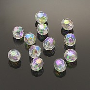 Eco-Friendly Transparent Acrylic Beads, Faceted, Round, AB Color, Clear AB, 8mm, Hole: 1.5mm, about 2000pcs/500g(TACR-PL642-8mm-22)