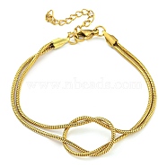 PVD Vacuum Plating 304 Stainless Steel 2-Strand Round Snake Chain Bracelets, Golden, 7.20 inch(18.3cm)(BJEW-P334-01B-G)