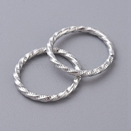 Iron Textured Jump Rings, Open Jump Rings, for Jewelry Making, Silver, 19.5x1mm, 18 Gauge, Inner Diameter: 16mm, 1000pcs/bag(IFIN-D086-05-S)