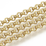 304 Stainless Steel Rolo Chains, Belcher Chain, with Spool, Unwelded, Golden, 3~3.2x1.1mm, about 32.8 Feet(10m)/roll(CHS-S001-02D)