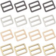 Alloy Slider Buckles, Adjustable Buckle Fasteners, for Strap Leathercraft Bag Belt, Rectangle, Mixed Color, 26x31.5x3mm, 4colors, 6pcs/color, 24pcs/box(PALLOY-NB0001-65)