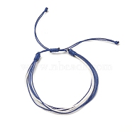 Waxed Polyester Multi-strand Bracelet, Adjustable String Bracelet for Women, Medium Blue, Inner Diameter: 2-1/8~4-1/8 inch(5.3~10.5cm)(BJEW-JB07892-06)