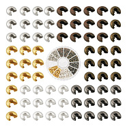 480Pcs 6 Colros Iron Crimp Beads Covers, Mixed Color, 3mm, Hole: 1.2~1.5mm, 80pcs/color(IFIN-PJ0001-01)