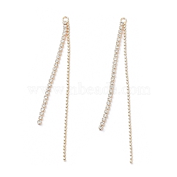 Rack Plating Brass Micro Pave Clear Cubic Zirconia Tassel Big Pendants, Long-Lasting Plated, Real 18K Gold Plated, 65~70x3x1.6mm, Hole: 1.6mm(KK-A183-04G)
