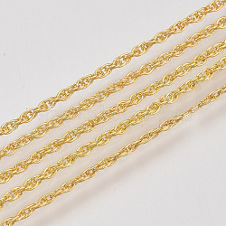 Soldered Brass Covered Iron Rope Chains, with Spool, Golden, 2.5x1.5x0.2mm, about 328.08 Feet(100m)/roll(CH-S125-07A-G)