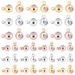Elite 72Pcs 6 Style Brass Beads, with Silicone inside, Slider Beads, Stopper Beads, Rondelle, Mixed Color, 5~6x3~4x2.5~3.5mm, Hole: 1.2mm, 12pcs/style(KK-PH0004-75)