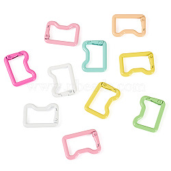 10Pcs Spray Painted Spring Gate Rings, Cat Shape, Mixed Color, 22x30x4.2mm(FIND-TA0008-86)