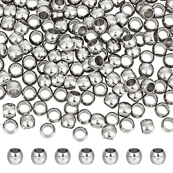 200Pcs 201 Stainless Steel Beads, Round, Stainless Steel Color, 6.3x5mm, Hole: 4mm(STAS-UN0048-85)