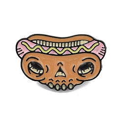 Funny Hot Dog Face Enamel Pins, Alloy Lapel Pin Backs for Backpack Clothes, Dark Orange, 19x30mm(JEWB-E042-08EB-02)