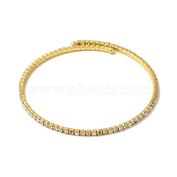 Rack Plating Brass Pave Clear Cubic Zirconia Adjustable Open Cuff Bangles, Cadmium Free & Lead Free, Real 18K Gold Plated, Inner Diameter: 2-1/2 inch(6.2cm), 22mm(BJEW-S150-04G)