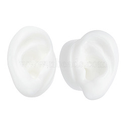 2Pcs 2 Style Soft Silicone Ear Displays Mould, Earrings Ear Stud Display Teaching Tools for Piercing Suture Acupuncture Practice, White, 5.45~5.6x3.8~3.85x2.9~3.1cm, 1pc/style(ODIS-AR0001-04A)